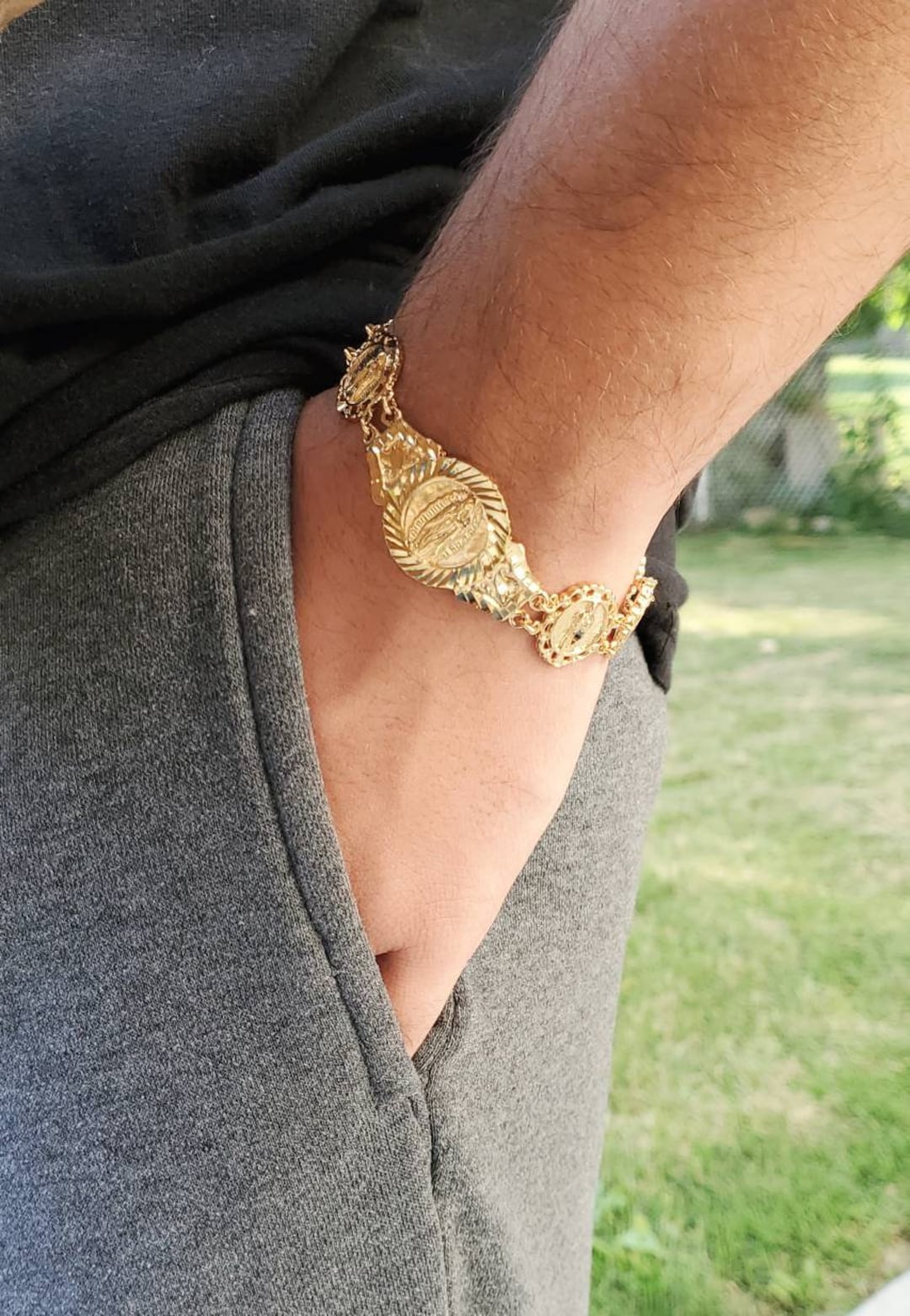 Gold Guadalupe Bracelet: 14K Plated Unisex Religious Jewelry