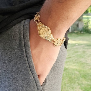 Gold Guadalupe Bracelet, Unisex Guadalupe Bracelet, Our Lady of Guadalupe Bracelet For Women or Men, Lifetime Replacement Guarantee