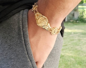 Gold Guadalupe Bracelet, Unisex Guadalupe Bracelet, Our Lady of Guadalupe Bracelet For Women or Men, Lifetime Replacement Guarantee