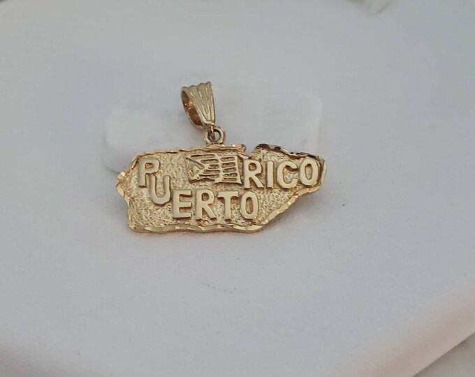 14k Gold Puerto Rico Island Pendant, Large Puerto Rico Pendant, High Quality, 14k Heavy Plated Gold, Lifetime Replacement Guarantee