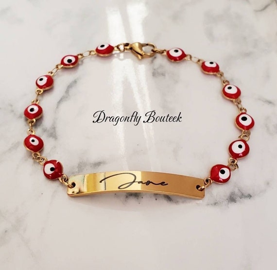Evil Eye Bracelet, Protection From Evil Bracelet, Gold ID Bracelet