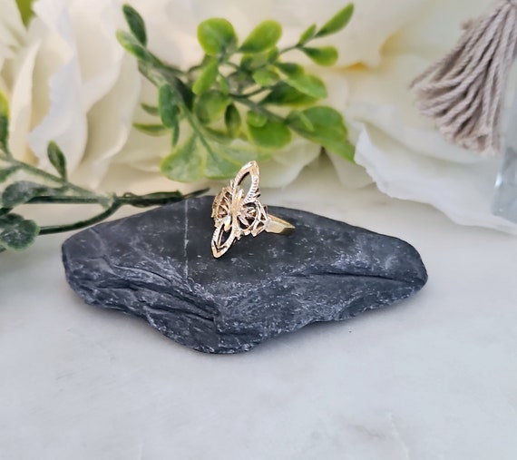 Gold Vintage Elongated Ring Vintage Style DC Ring 14k Heavy
