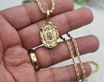 Kit Cadena Con Medalla Guadalupe Oro 10 K Obsequio | Meses sin interés