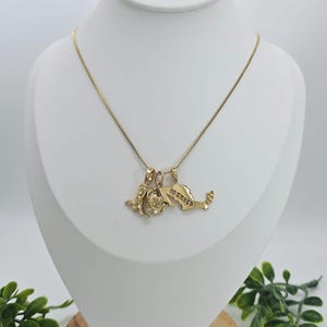 Gold Mexiko Halskette, Mexiko Karte Halskette mit kleinem Cowboystiefel und Hut, 14 Karat schwer überzogenes Gold, lebenslange Ersatzgarantie