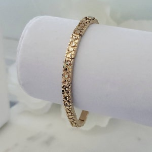 Gold Nugget Bracelet, Small 5mm Gold Nugget With Hearts Bracelet, 14k Heavy Plated Gold, High Quality Bracelet For Women