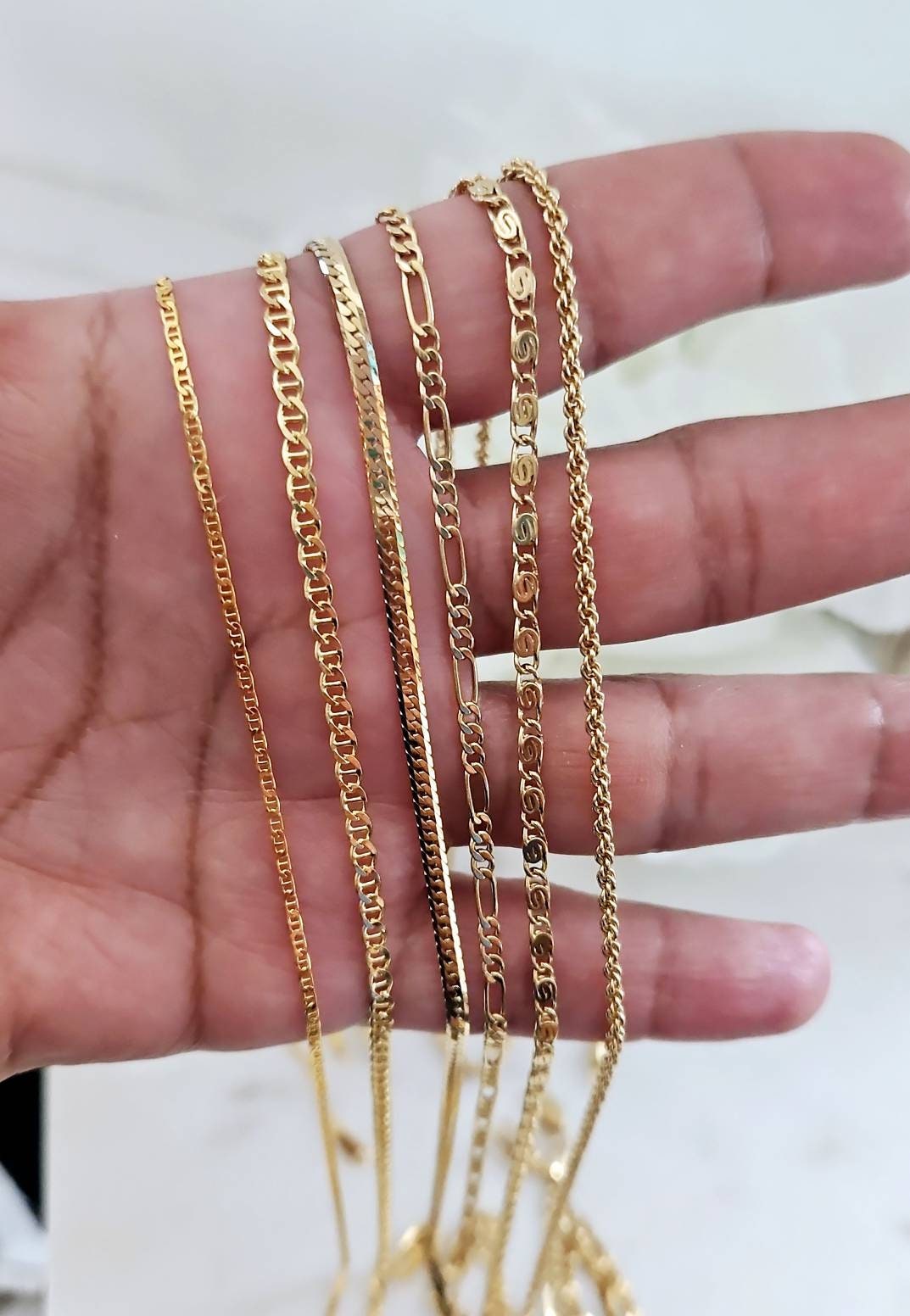 Single Chain Magnets Single Chain Necklace: 1mm & 2mm Assortments. 14k Heavy Plated ...