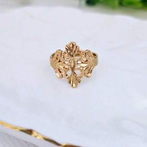 Gold Spanish Lace Ring, Vintage Spanish Ring for Women, 14k Heavy Plated Gold, High Quality Ring, 2mm Band, Lifetime Replacement Guarantee