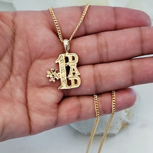 Collar de oro para papá, collar para papá número uno, cadena de 2 mm, chapado en oro grueso de 14 k, collar de alta calidad, garantía de reemplazo de por vida