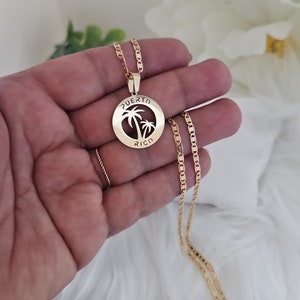 Gouden Puerto Rico medaillonketting: 14k goud op roestvrij staal