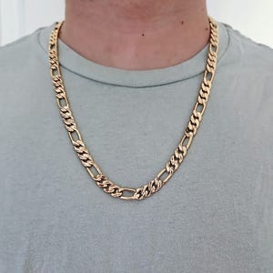 Large Gold Figaro Chain, Thick 9mm Figaro Chain, Solid Smooth Figaro Necklace, 14k Heavy Plated Gold Figaro Chain, High Quality Chain