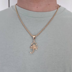 14K Heavy Gold Plated Scorpion Necklace - 3mm French Rope Chain