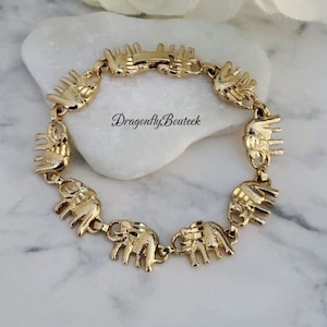 Gouden olifantenarmband, geluk olifantenarmband, olifantenarmband dames, 14k zwaar verguld goud, levenslange vervangingsgarantie