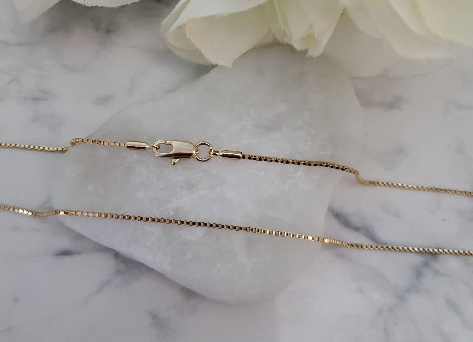Gold 1mm Box Chain Necklace - 14k Plated Over Stainless Steel