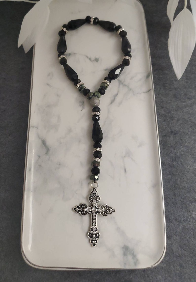 Rosary Rear View Mirror Hanging Accessory Traveling Mercies. | Etsy