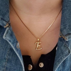 Gold Initial Necklace, Letter Necklace With Simple 1mm Box Chain, Initial Minimalist Necklace, Lifetime Replacement Guarantee