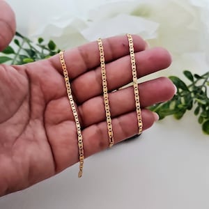 Gold Mariner Chain, 2mm Fancy Mariner Chain, 14k Heavy Plated Gold Chain, Sparkly Flat Mariner Chain, Lifetime Replacement Guarantee