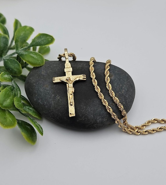 Collana fune con croce molto grande oro – gioielleriaprincipe