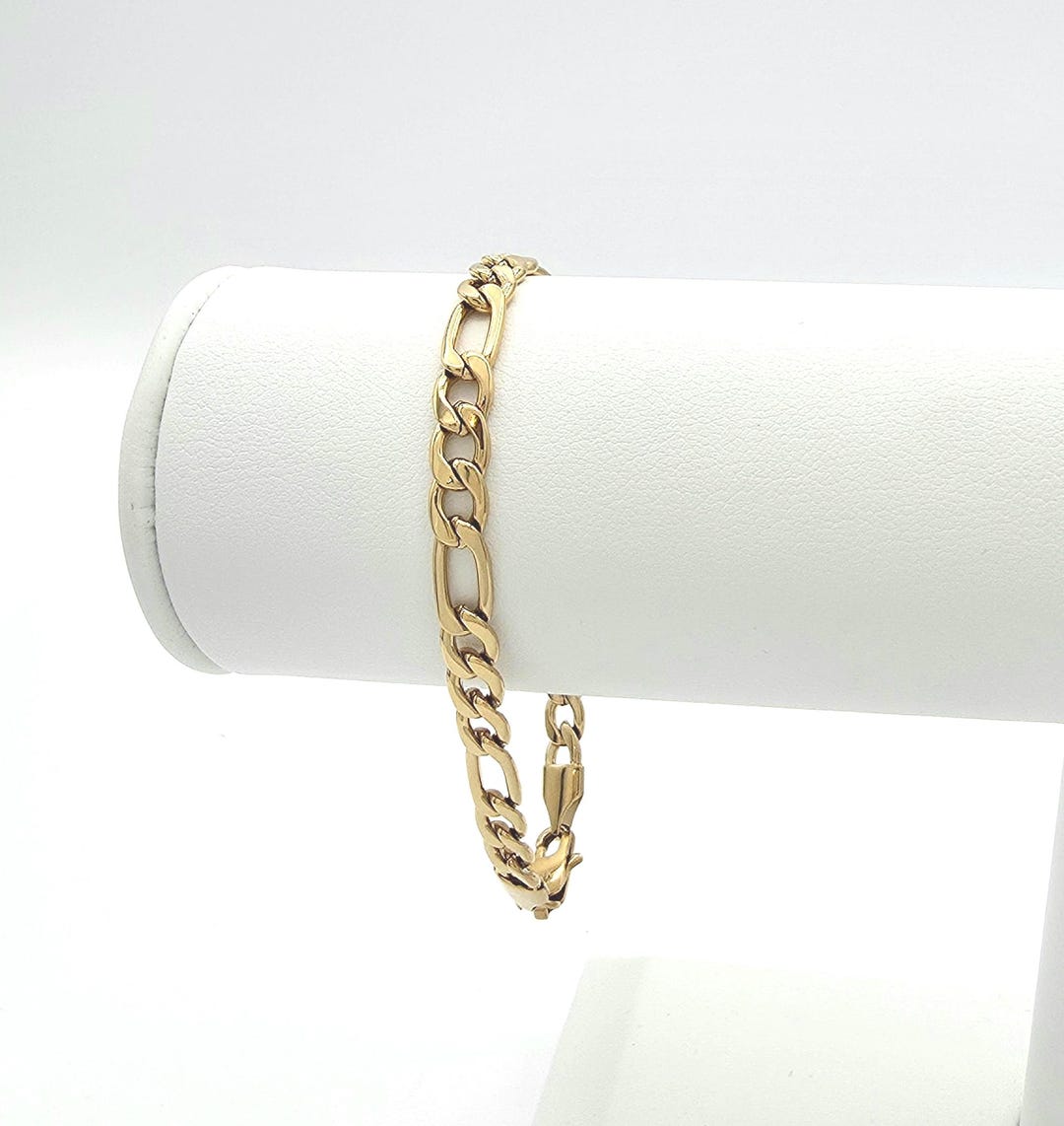 Gold Figaro Bracelet: 5mm Unisex Bracelet, 14k Heavy Plated - Etsy