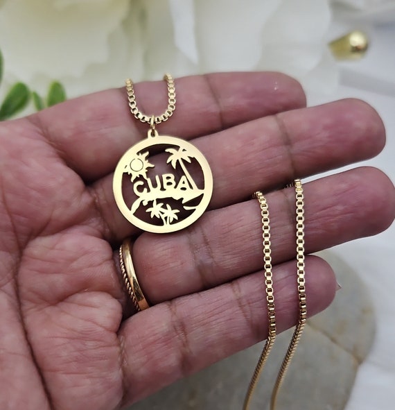 Gold Cuban Necklace: 14k Gold Over Stainless Steel, 2mm Box Chain