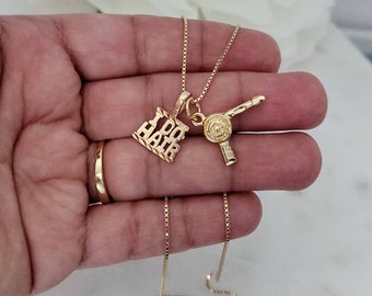 Gold Hairdresser Necklace, Hairdresser Gift, 14k Heavy Plated Gold, Gift for Her, 1mm Box Style Chain, Hairstylist Charms, High Quality