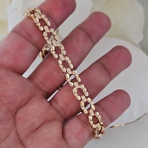 Gold Nugget Bracelet, 7mm Gold Nugget Os Bracelet for Women, 14k Heavy Plated Gold, High Quality Bracelet, Lifetime Replacement Guarantee