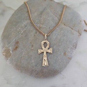 Gold Ankh Necklace, Cross Chain, 14k Heavy Plated Gold, Unisex Necklace ...