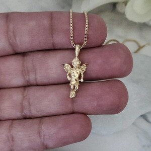 Collar de ángel chapado en oro de 14 k: colgante de querubín guardián imagen 6