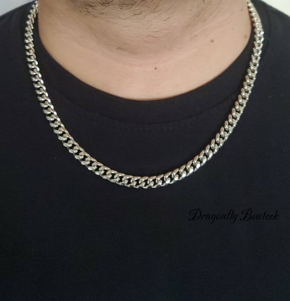 Collar De Plata De Ley 925 Para Hombre, Cadena Cub... – Grandado