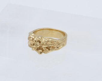 14k Heavy Gold Plated Nugget Ring - Unisex Design