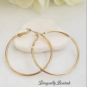 Gold Hoop Earrings, Large Hoop Earrings, 14k Heavy Plated Gold, High Quality Hoops, Tarnish Free Hoop Earrings image 8