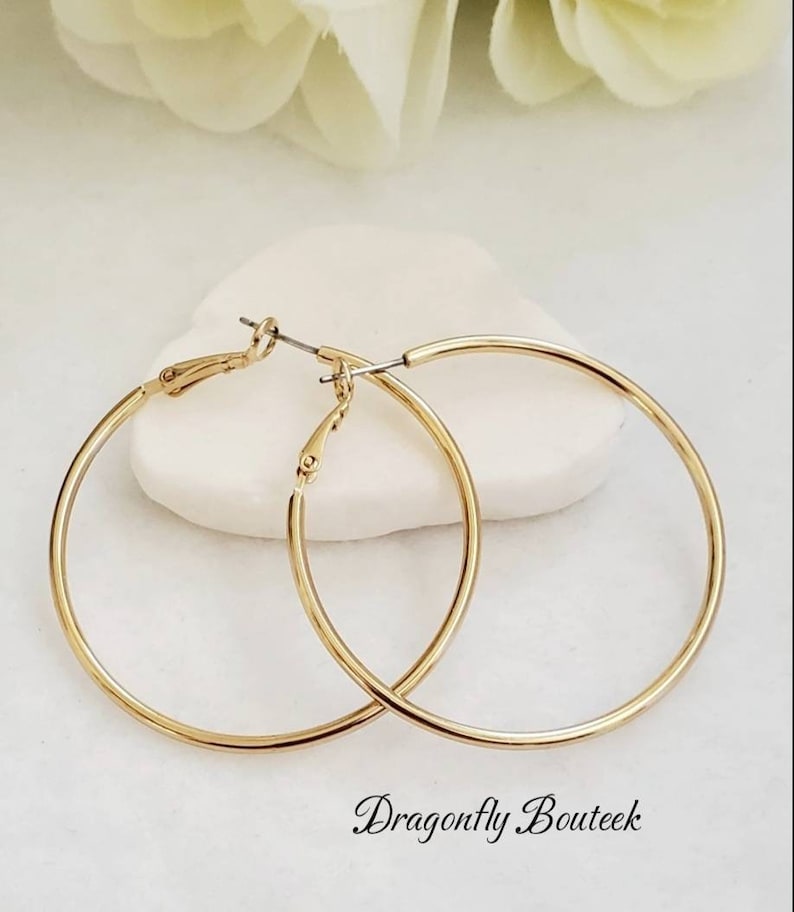 Gold Hoop Earrings, Large Hoop Earrings, 14k Heavy Plated Gold, High Quality Hoops, Tarnish Free Hoop Earrings image 8