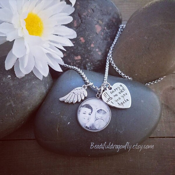 Heart Wing Photo Necklace Etsy