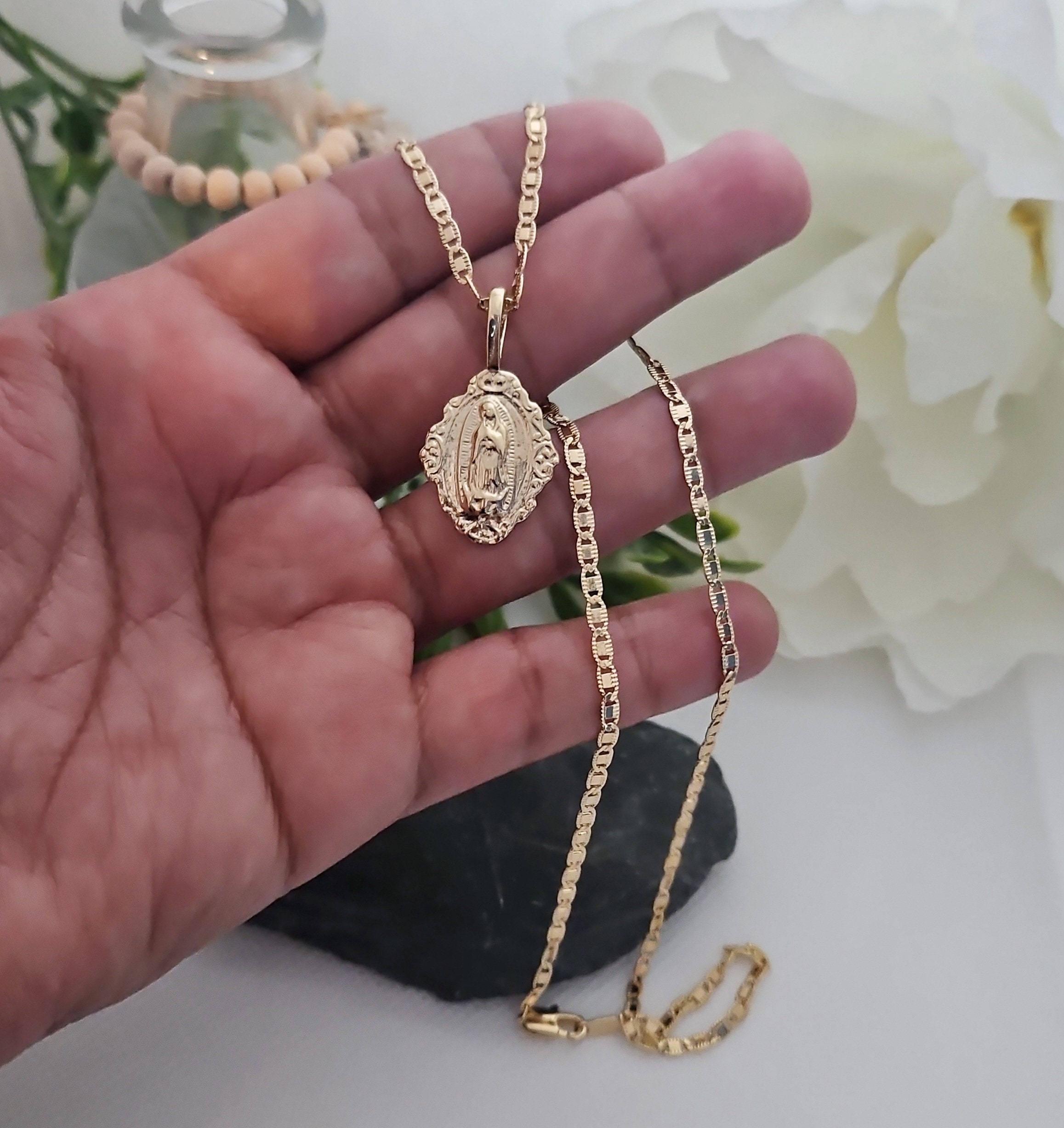 Rosa de guadalupe necklace real gold deals