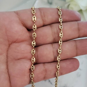 Gold Anchor Link Chain, Puffy Anchor Link Necklace, Plain Gold Puffy Chain, 2.5mm Shiny Puffy Anchor Link chain, 14k Heavy Plated Gold