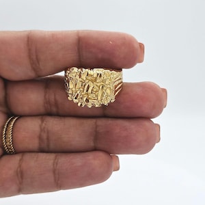 Gold Nugget Ring for Men, 6mm Gold Nugget Ring, 14k Heavy Plated Gold, High Quality Nugget Ring, Nugget Ring, Lifetime Replacement Guarantee