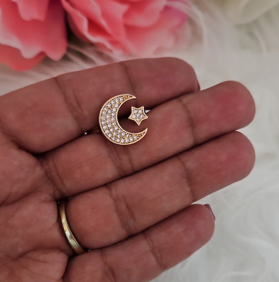 Gold Moon & Star Ring: Cubic Zirconia Celestial Jewelry - Etsy