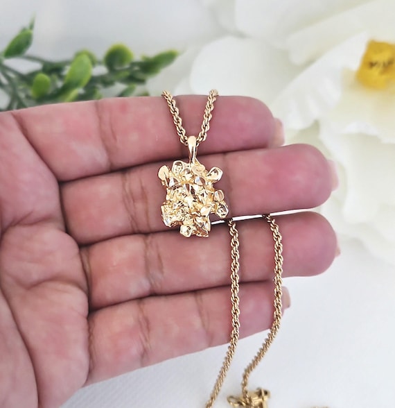14Kゴールドメッキナゲットネックレス：小さなフレンチロープチェーン 