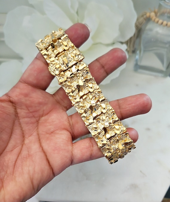 Textured Nugget Bracelet 14K Yellow Gold 7