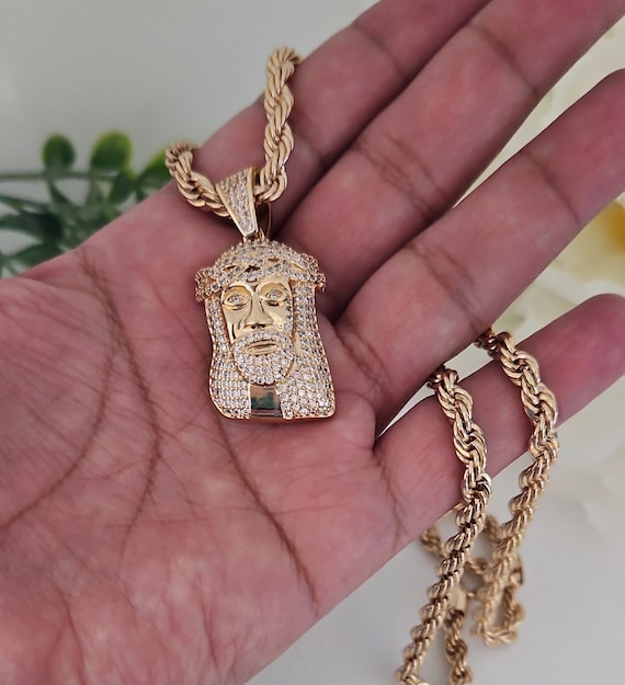 BOBIJOO Jewelry - Pendentif Tête de Jésus Christ Acier Or + Chaîne