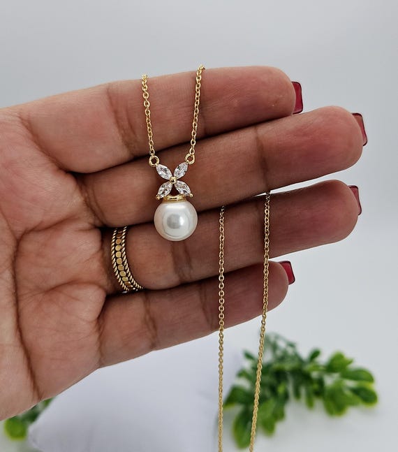 HOT Gold Plated Small Pearl Long Necklace Gold Pearl Necklace