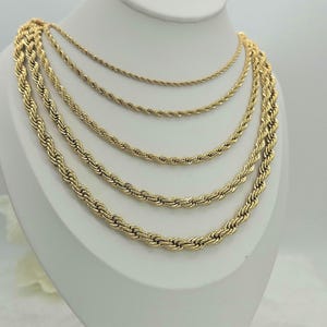 French Rope Chain, 14k Heavy Plated Gold - Unisex Necklace, Available in 2mm - 6mm Widths