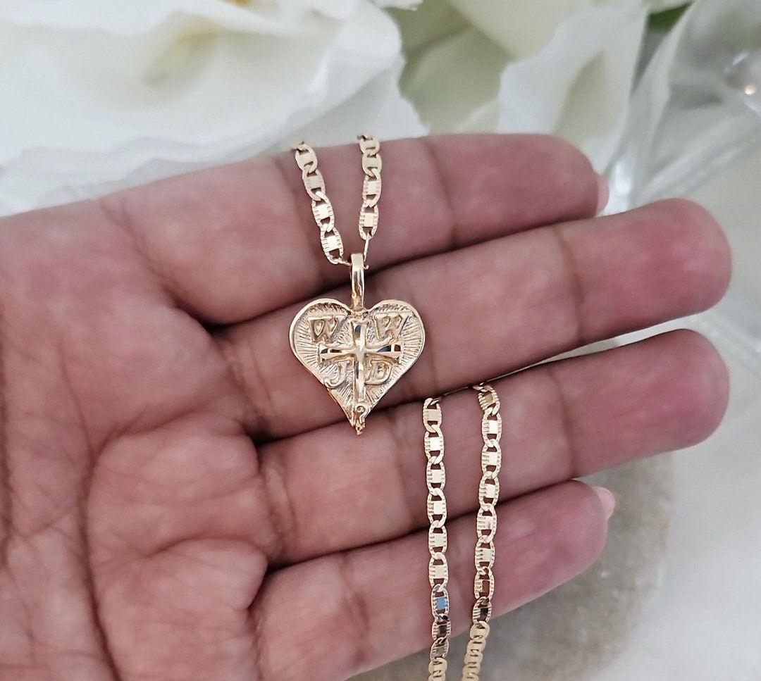 Collana con crocifisso in oro: catena francese da 3 mm, placcata pesantemente in oro 14k, garanzia di sostituzione a vita - Italia Collana con crocifisso in oro: catena francese da 3 mm, placcata pesantemente in oro 14k, garanzia di sostituzione a vita - Italia
