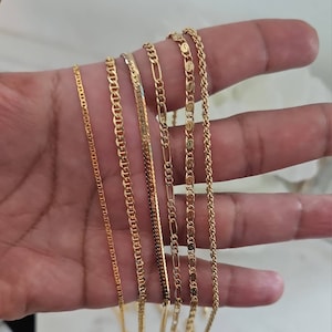 14k Gold Plated Chain Necklace: 1mm & 2mm Assortment