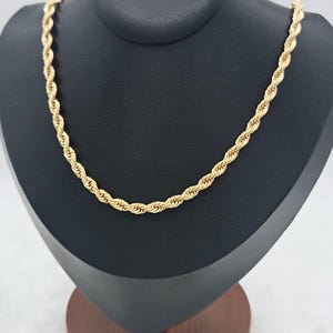 Chaîne en corde en or taille diamant de 5 mm - Plaqué or épais 14 carats - Unisexe