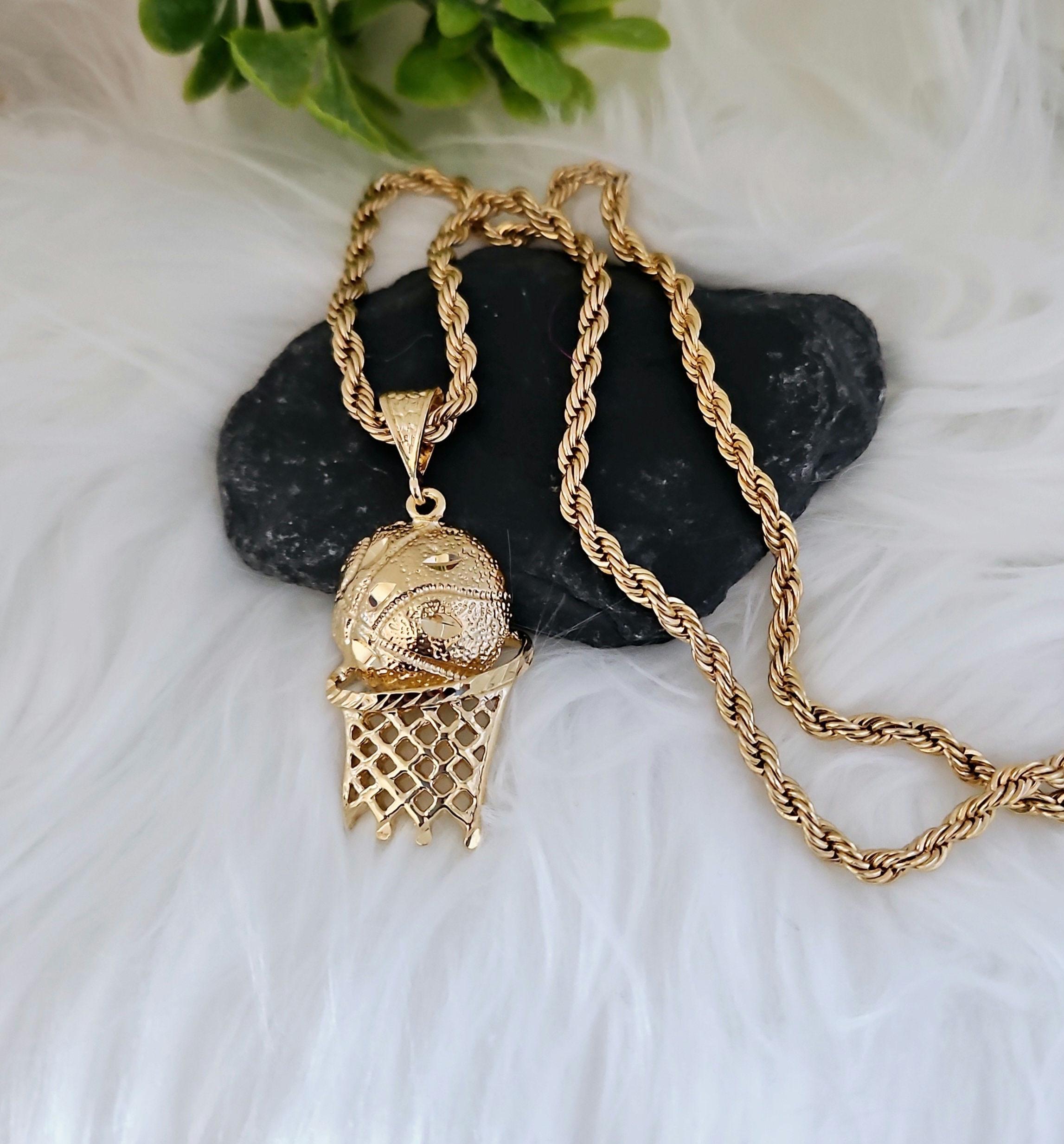 Collier Cœur Sportif Plaqué Or 14k - Basket, Foot, Volley, Softball - Cadeau Femme, Fille, Petite Amie - 9