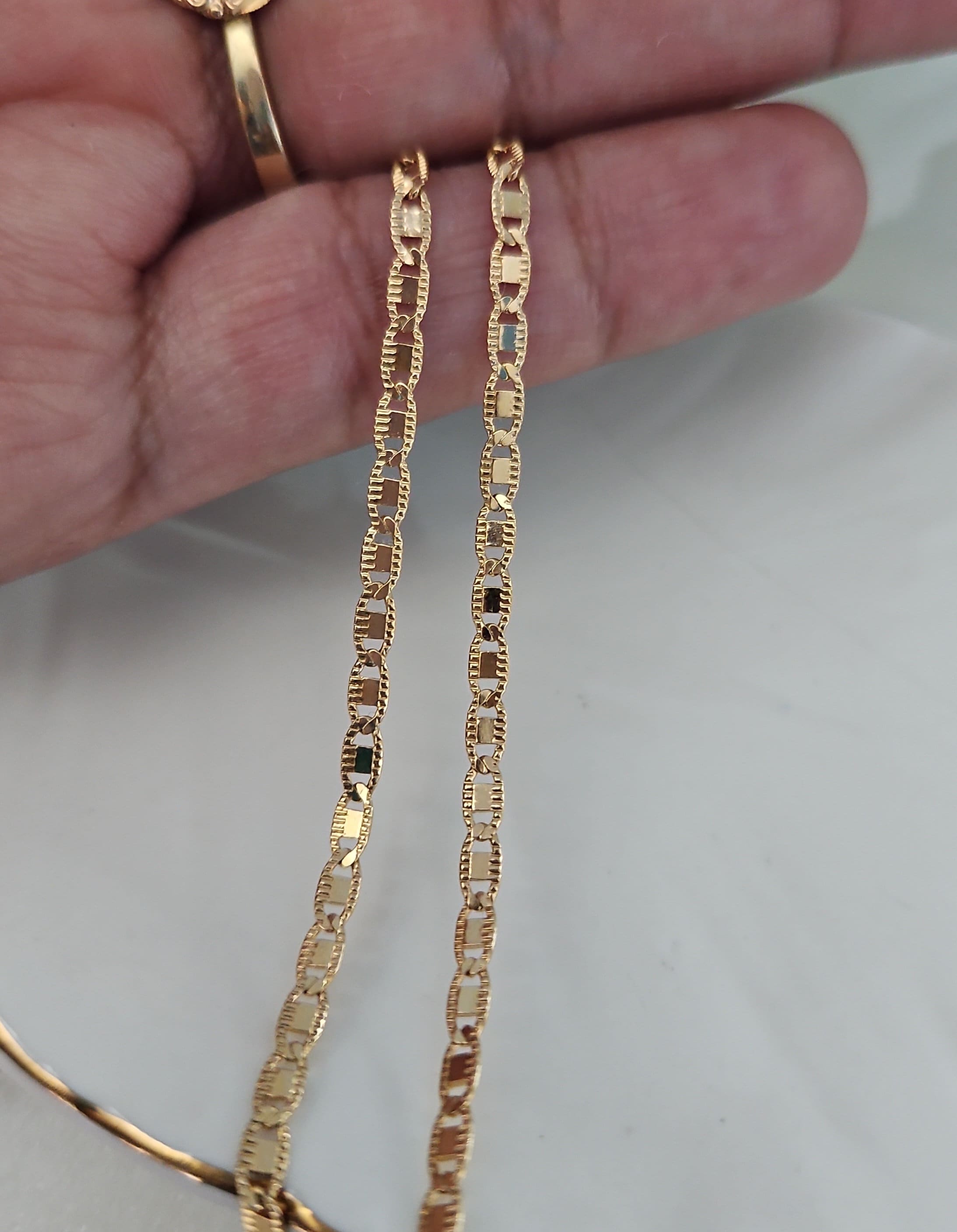 Gold Virgin Mary Necklace, Guadalupe Necklace, 2mm Fancy Flat Chain, 14k Heavy Plated Gold, High Quality, Lifetime Replacement Guarantee