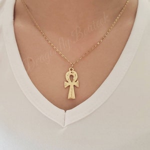 Gold Ankh Kette: 14k schwerer überzogener Ägyptischer Kreuz Anhänger