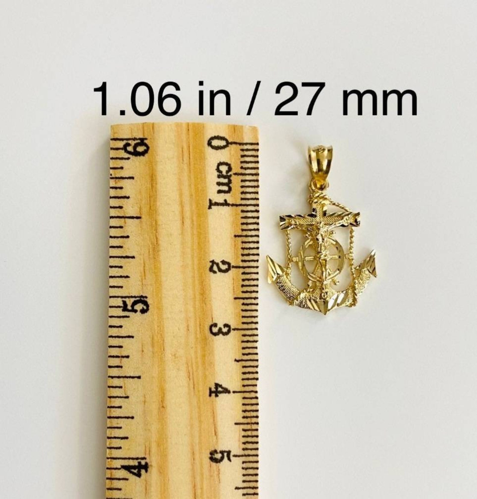 14k Gold Anchor PENDANT ONLY Anchor Jesus Pendant Stamped Etsy