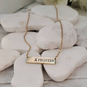 Engravable Gold Bar Necklace: 14k Gold Over Stainless Steel