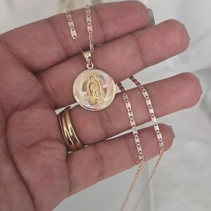 Collier Pendentif 14K Or Tricolore – Guadalupe CZ – Chaîne Figaro 2.3mm – Neuf